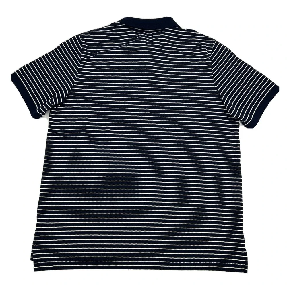 L.L. Bean Shirt Mens XL Tall Blue White Stripes Premium Double‎ L Banded Polo